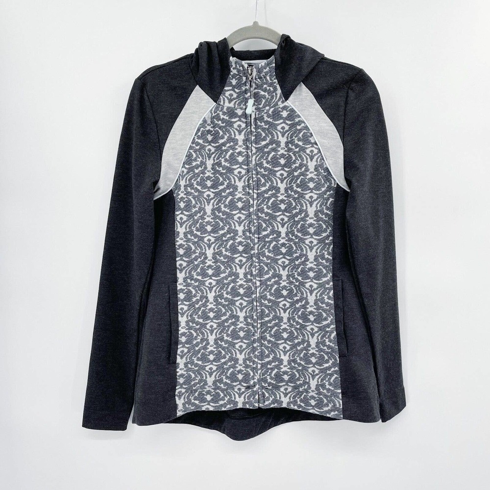 Anthropologie Pure Good Tara Jacquard Hoodie Sweatshirt Gray Size XS‎ Zip Up